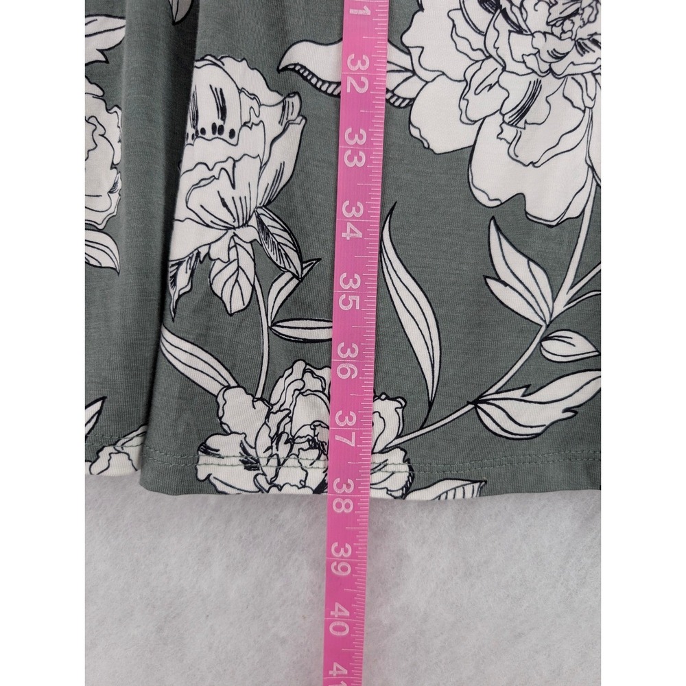 Market & Spruce Floral Maxi Skirt S Petite Sage Green Jersey Knit Boho Flowy - Picture 5 of 5